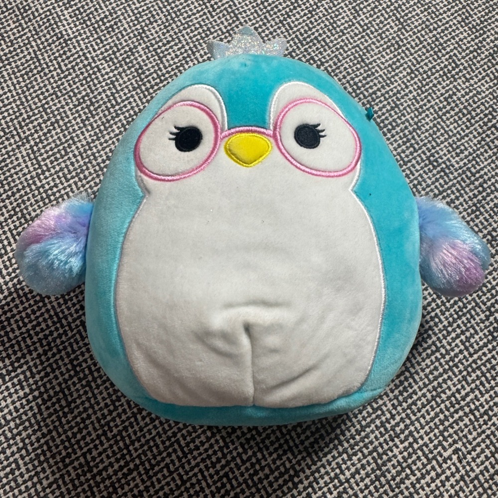 Squishmallows 8 Inch Teal Bird with Pink Glasses and Silver Crown Plush Toy
